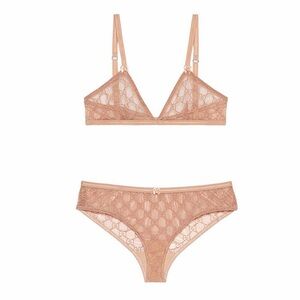 Authentic NWT Gucci Embroidered Monogram GG Tulle Lingerie Set